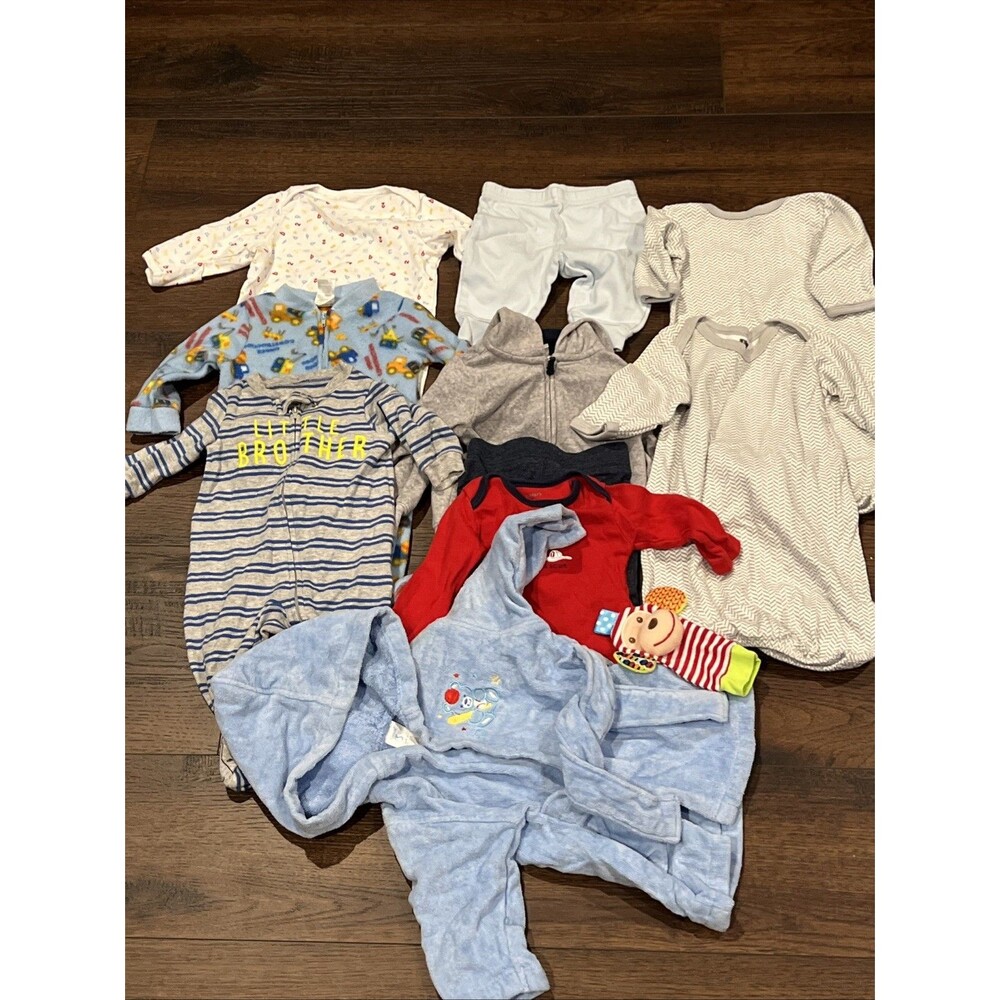 Baby boy sleep sack bundle With Terry Cloth Robe  0-6 months Carters HB + Extras